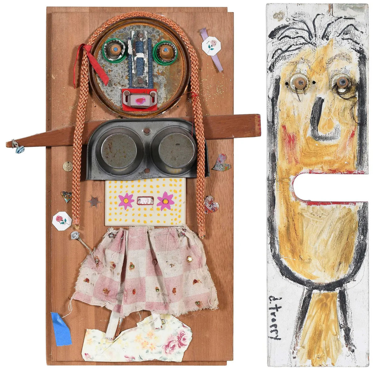 Daniel Troppy, Two works: Mr. Dan is Hungry, oil on board with mixed objects