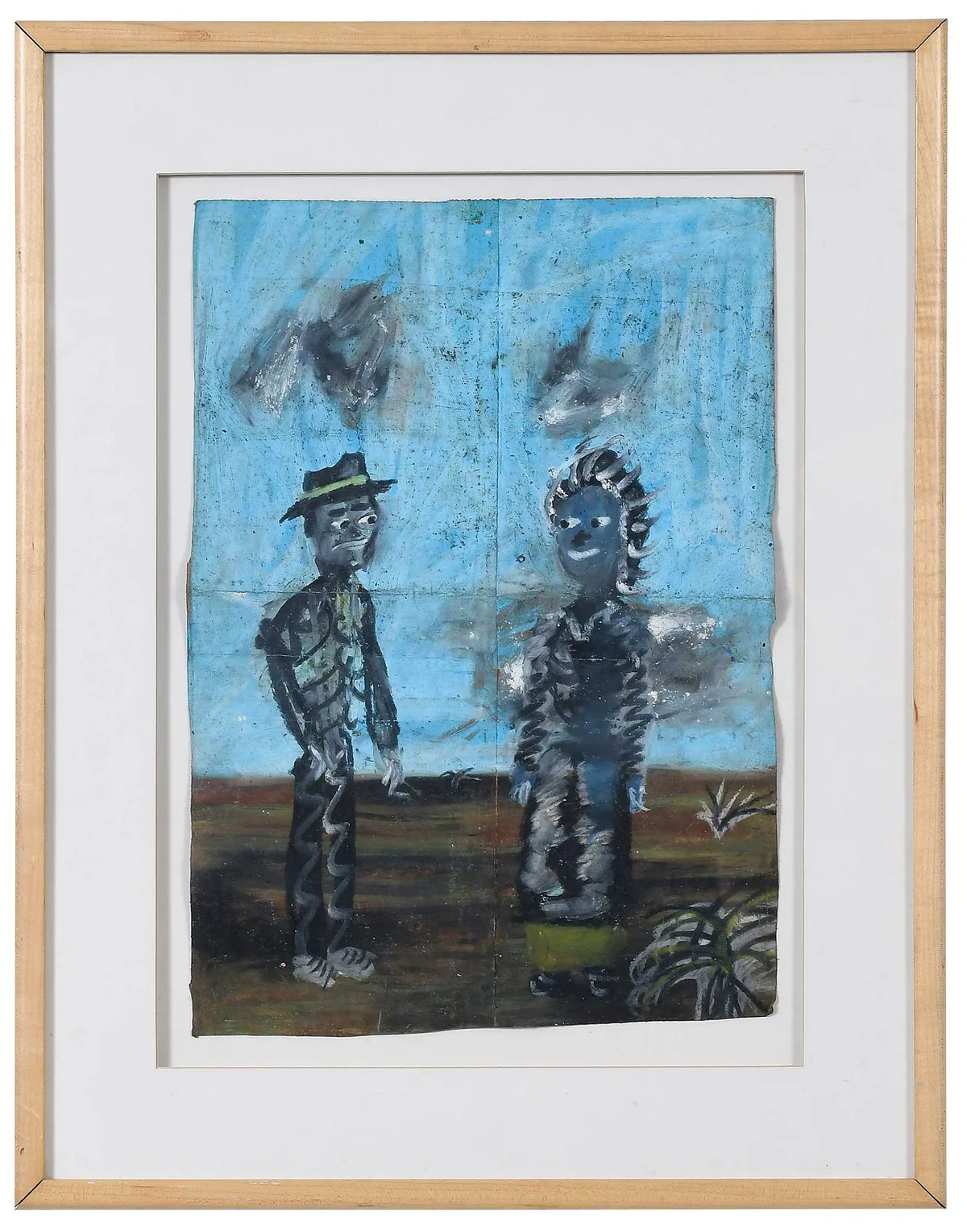 Reginald Gee, Their last conversation, pastel on paper bag