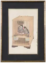 Tōshi Yoshida, Buncho, two finches in a cage
