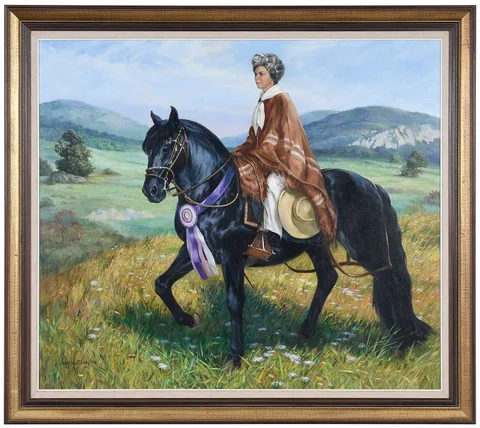 James Frederick Hutchinson, Nadean McArthur on Horse, oil on canvas