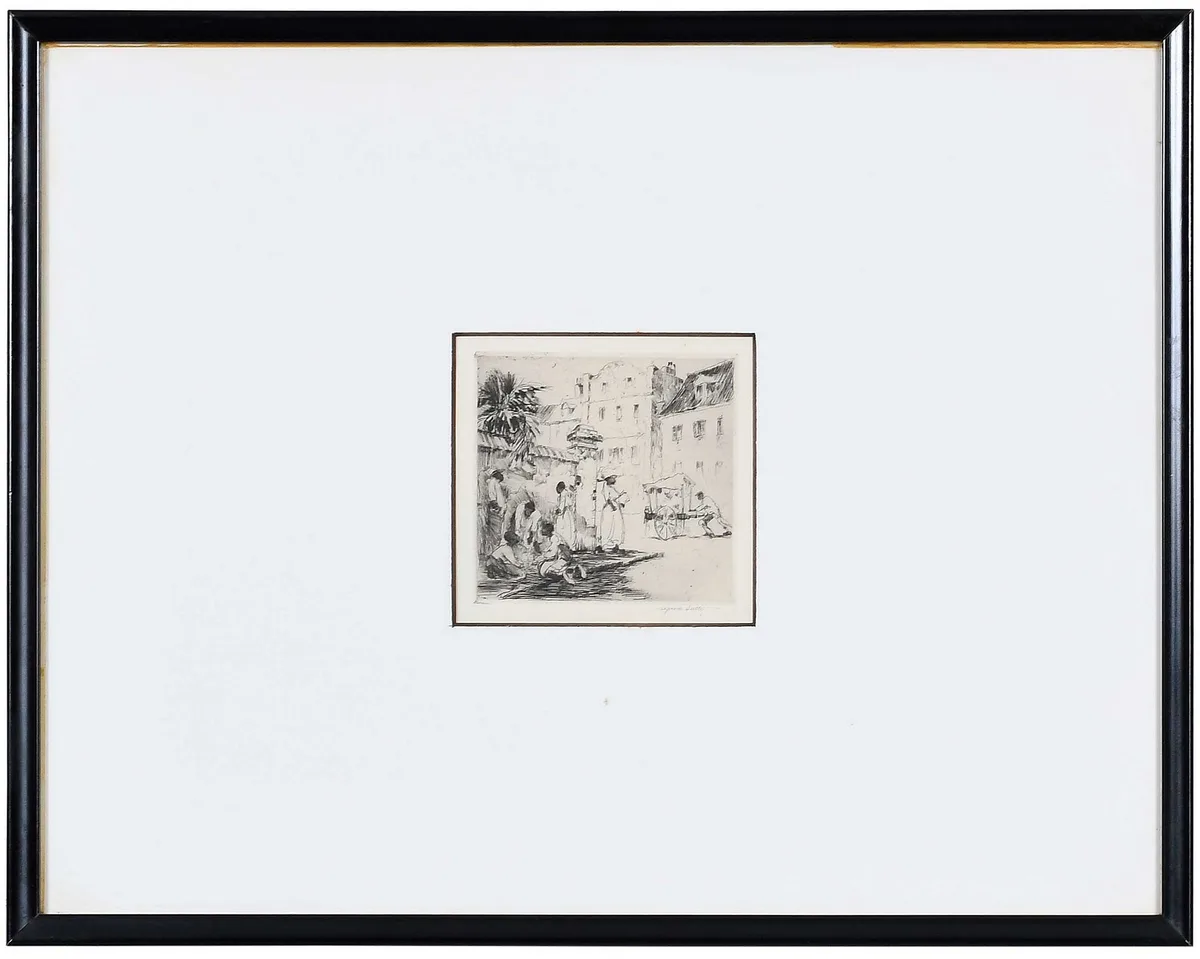 The Crap Game (No. 1) by Alfred Heber Hutty, 1927, drypoint on paper, sold Jul 2023