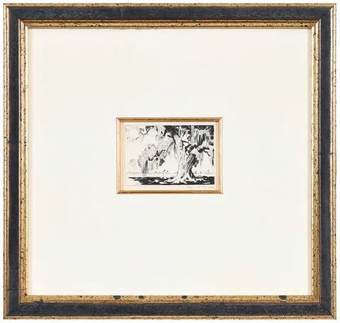 Edisto Live Oak by Alfred Heber Hutty, 1944, dry point on paper, sold Jul 2023