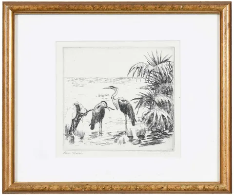 Antoinette Rhett, Blue Herons, etching