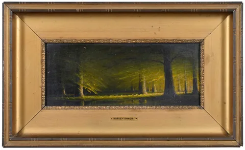 Harvey Joiner, Untitled (Sunlit Beeches), oil on board