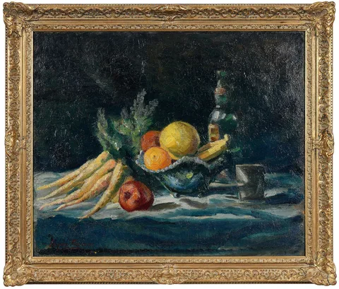 Eugene Thomason, Still Life, sketch verso of a seated man, oil on canvas