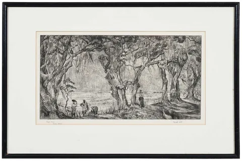 Elizabeth White, Digging Clams, Pawleys Island, etching