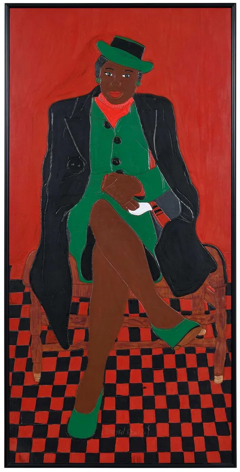 Winfred Rembert, Patsy's Mother (Red and Green), 2008, dye on carved and tooled leather