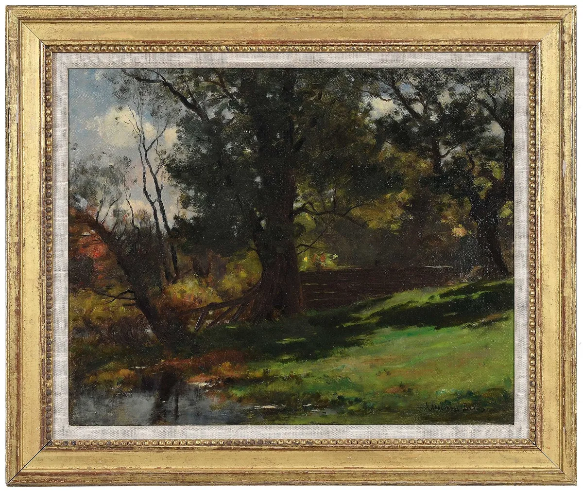 Summer Landscape by John Appleton Brown, oil on canvas, sold Jul 2023