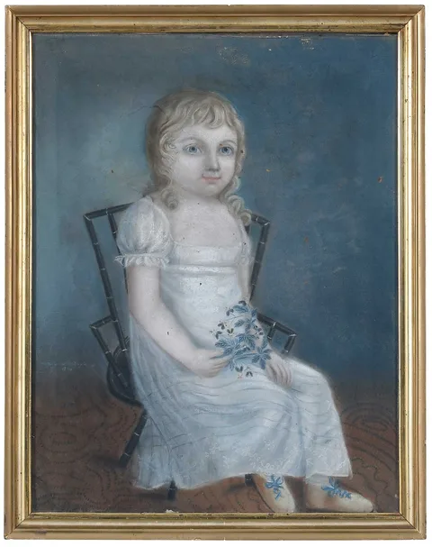 William M. S. Doyle, Portrait of Abby Ann Duchesne in a Bamboo Chair, pastel on paper