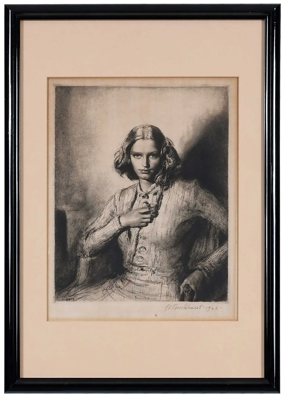 Gerald Brockhurst, Jeunesse Dorée, drypoint etching on laid paper