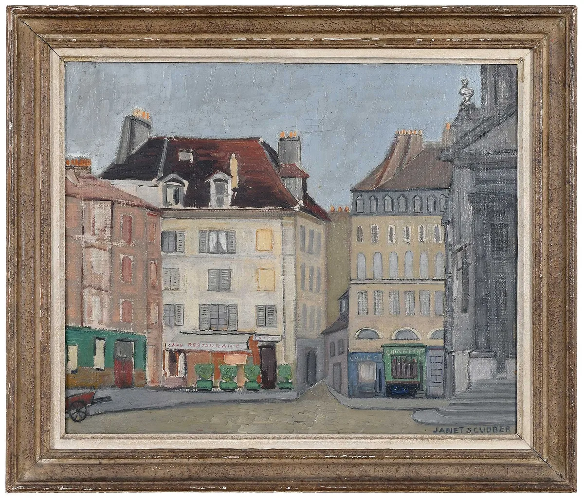 Janet Scudder, Parisian Street Scene, oil on canvas