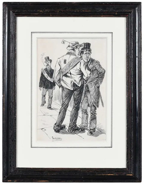 The Race Prejudice by George Luks, ink on paper, sold Jul 2023