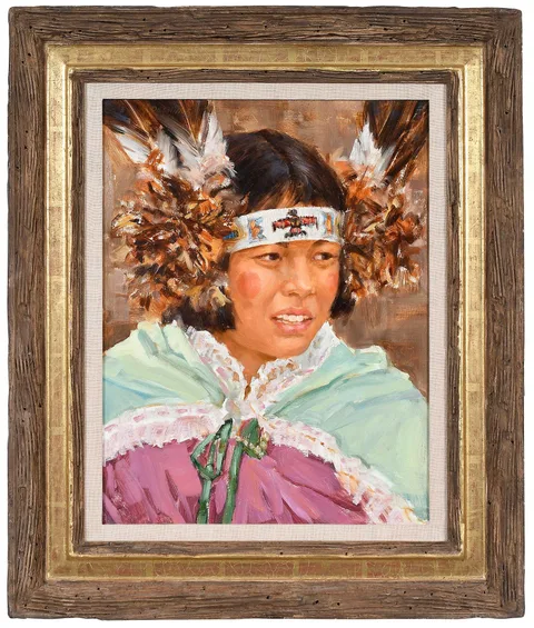 Mike Desatnick, Pheasant Feathers, oil on Masonite