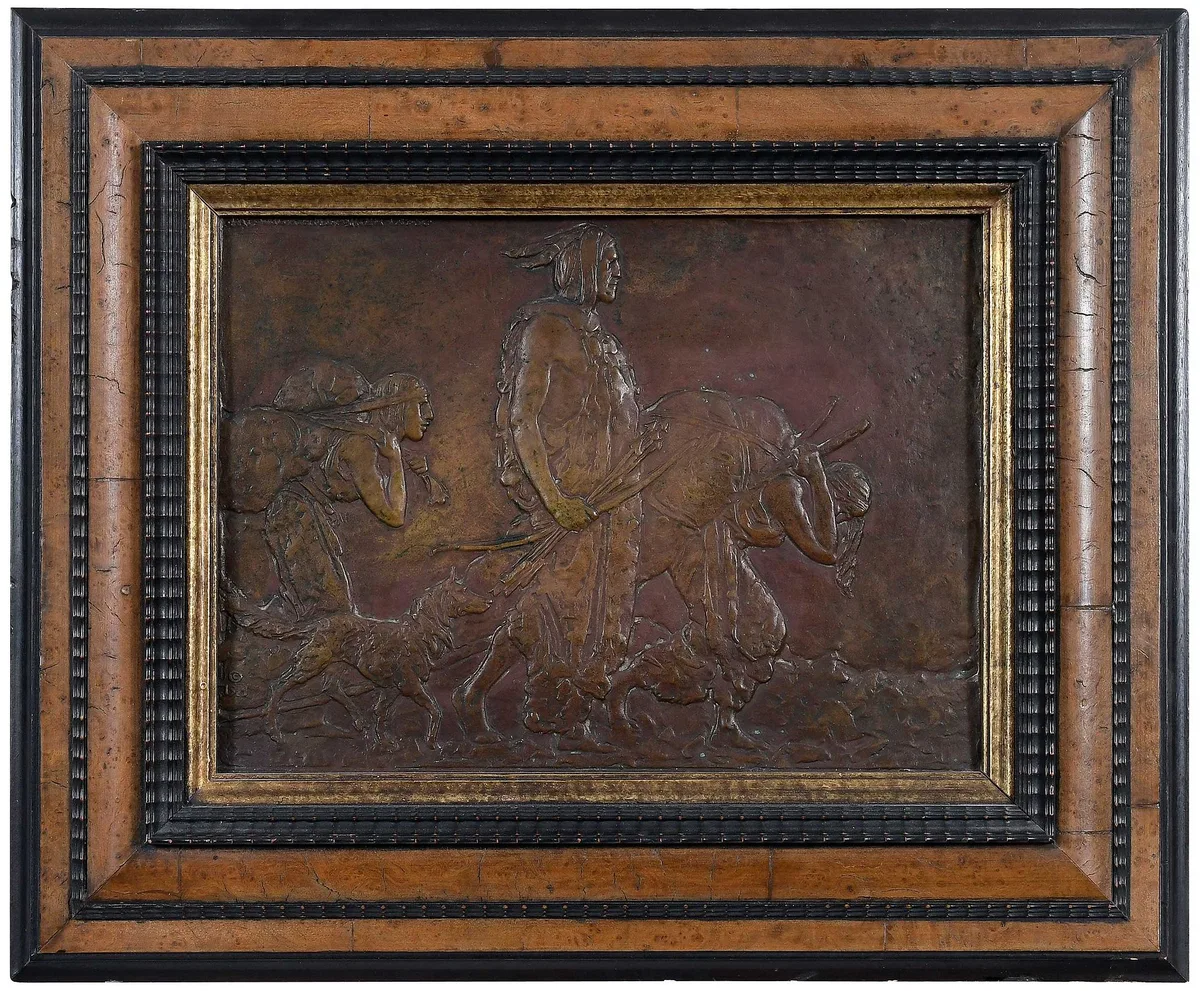 The Burden Bearers by Raymond Averill Porter, 1914, bronze relief plaque, sold Jul 2023