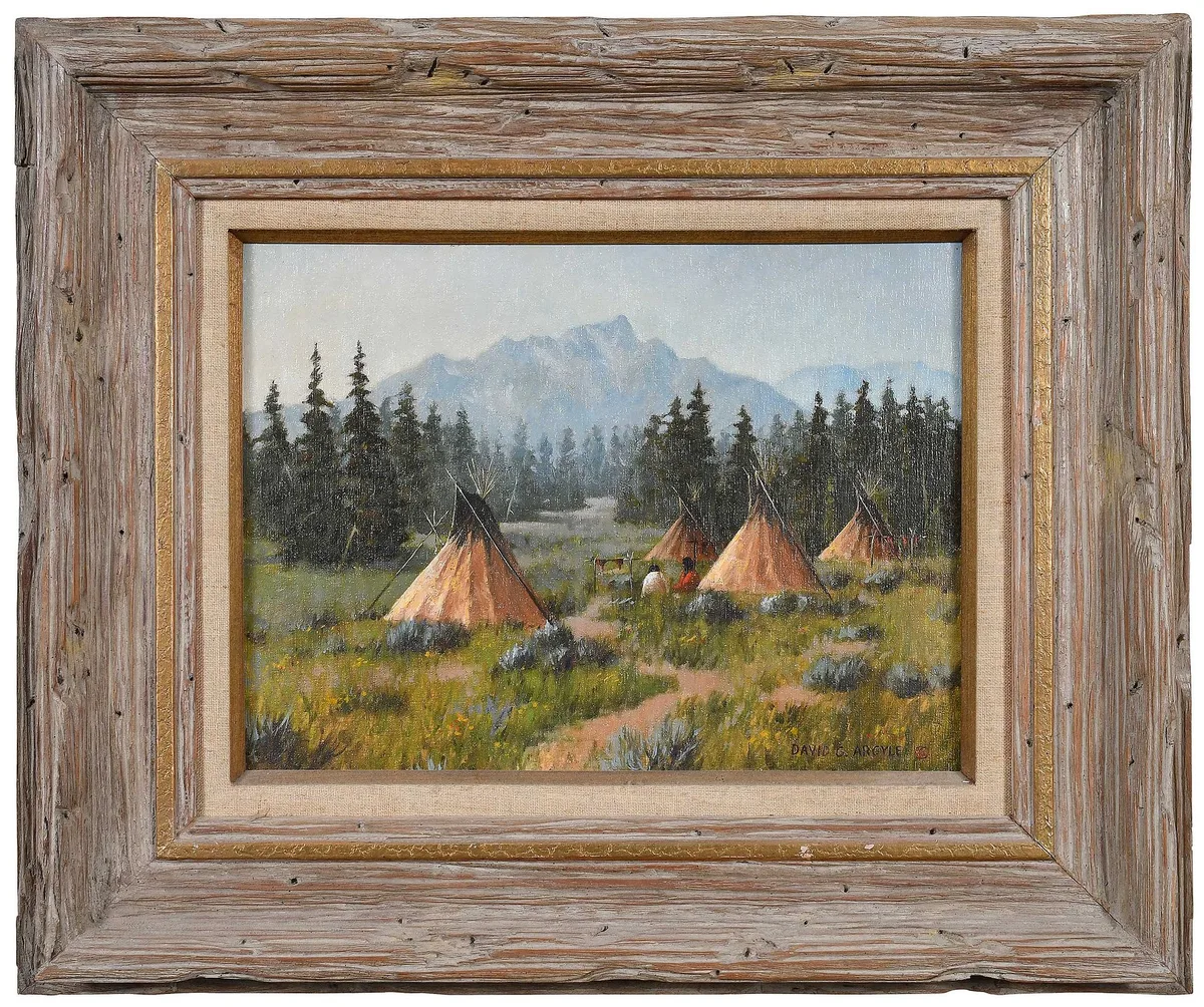 David Argyle, Mountain Camp, oil on Masonite
