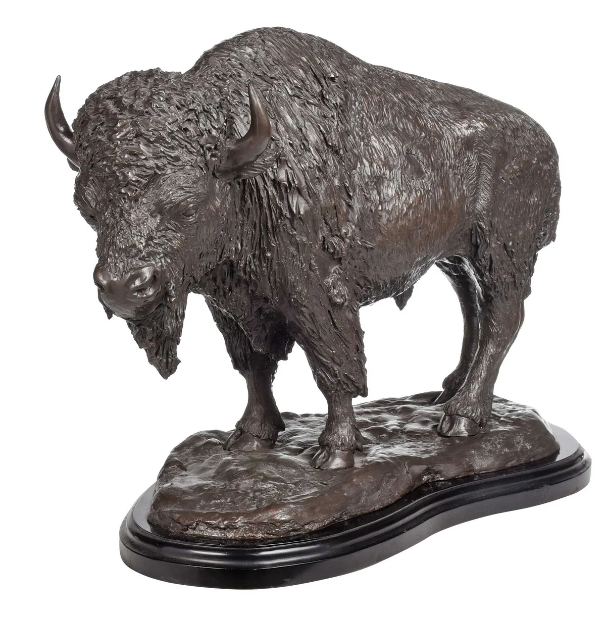 American Buffalo by James Gruzalski, patinated bronze on black marble base, sold Jul 2023