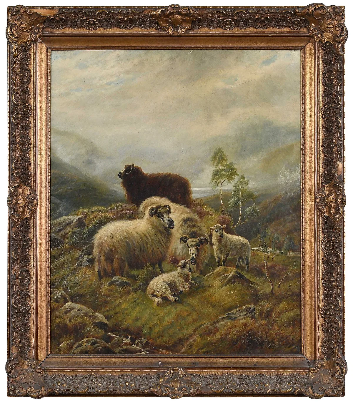 Highland Sheep by Robert Watson, oil on canvas, sold Jul 2023