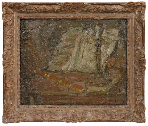 Georges Bouche, Nature morte au bougeoir, oil on canvas