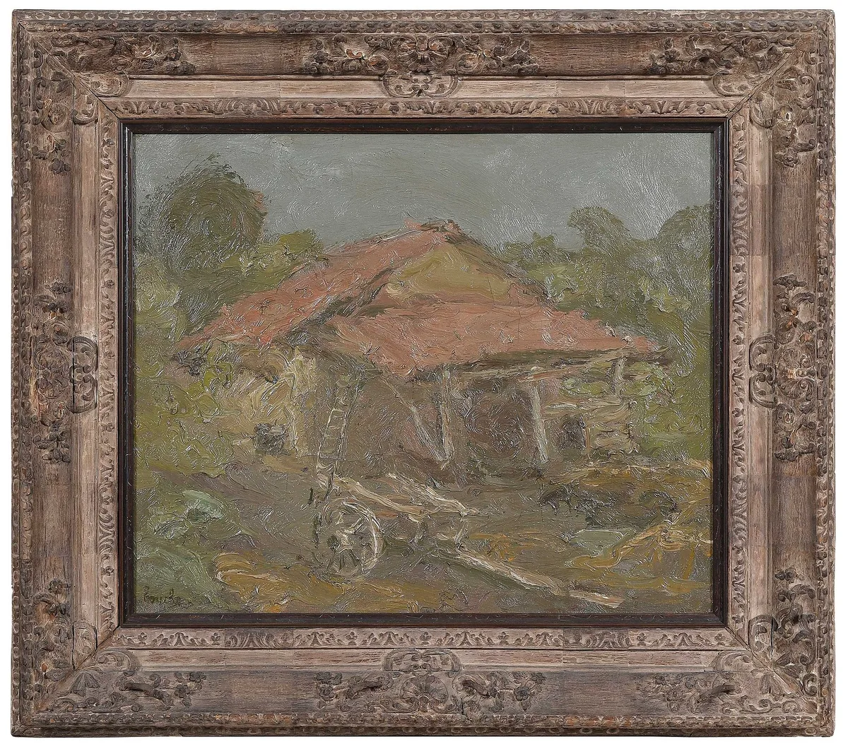 Coin de ferme by Georges Bouche, circa 1930, oil on canvas, sold Jul 2023