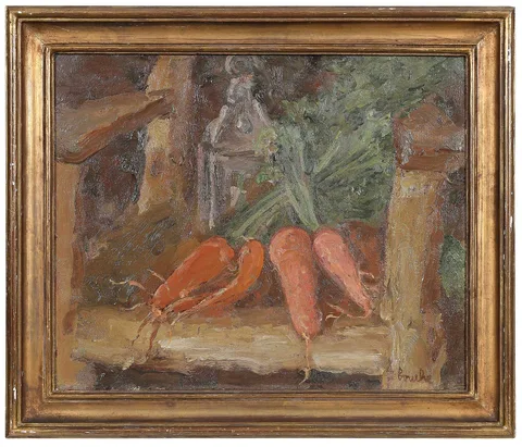 Georges Bouche, Nature morte aux carottes, oil on canvas