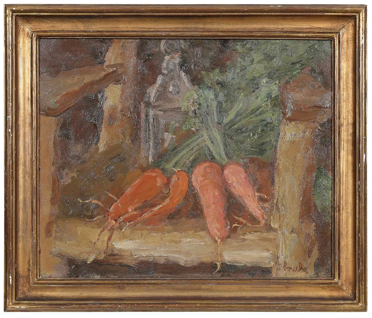Nature morte aux carottes by Georges Bouche, oil on canvas, sold Jul 2023