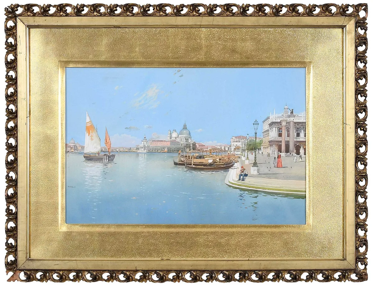 Millo Bortoluzzi, View of Santa Maria della Salute, gouache on paper