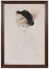Paul César Helleu, Portrait de femme au chapeau à plumes
