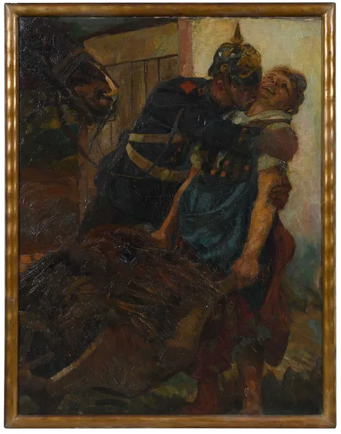 Ludwig Putz, Soldier Kissing a Woman, oil on canvas