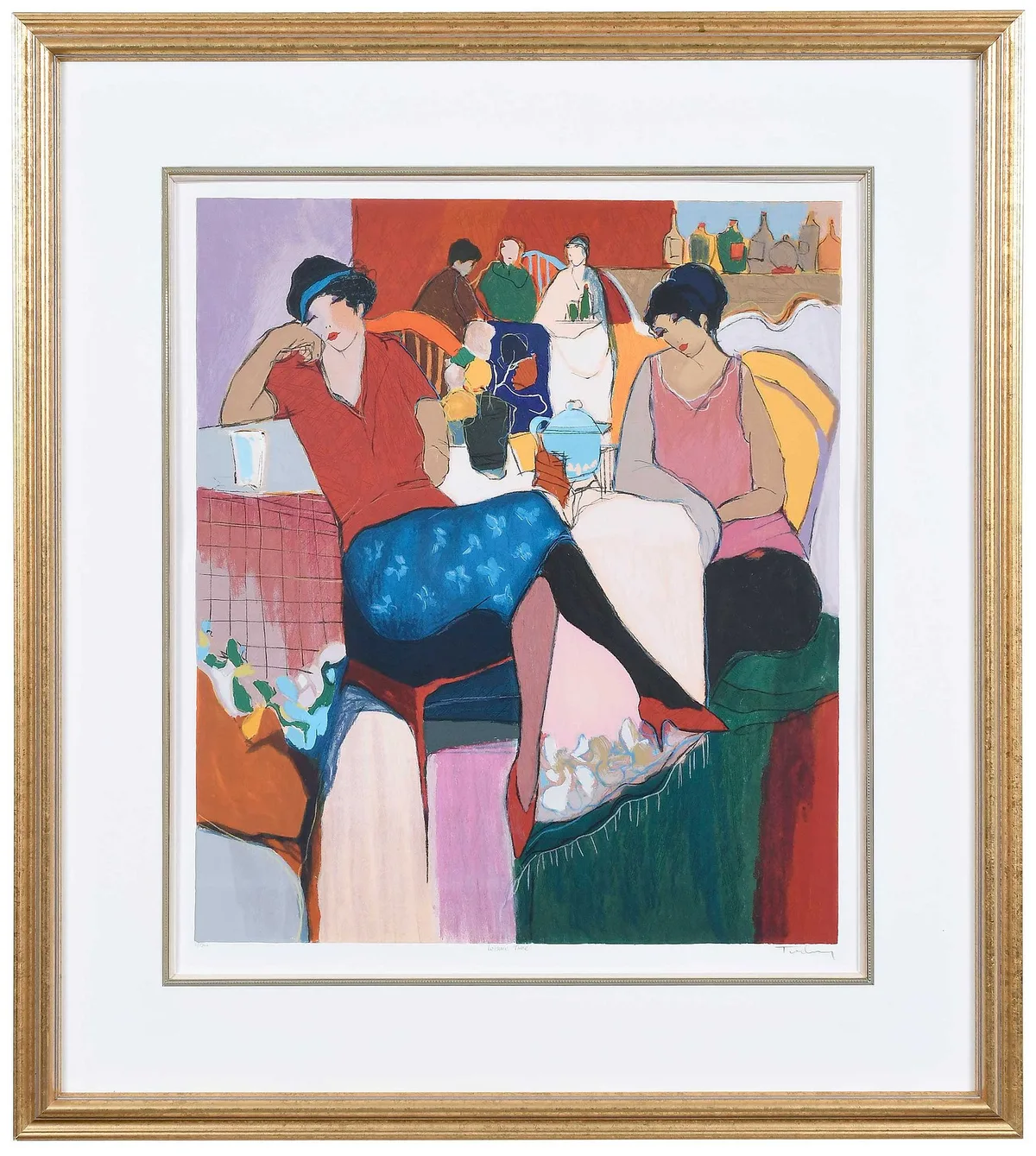Leisure Time by Itzchak Tarkay, serigraph on paper, sold Jul 2023