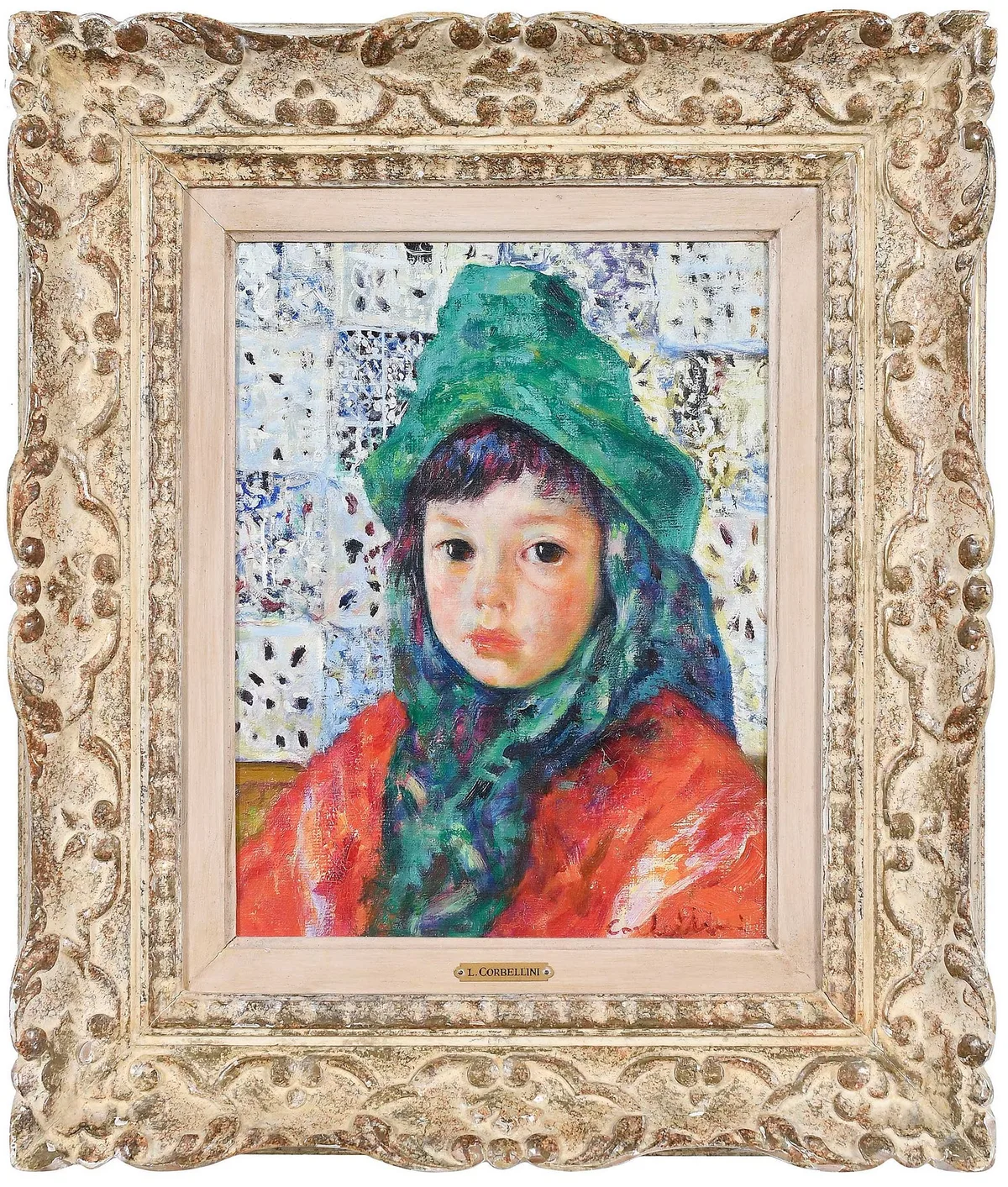 Tete d'enfant by Luigi Corbellini, oil on canvas, sold Jul 2023