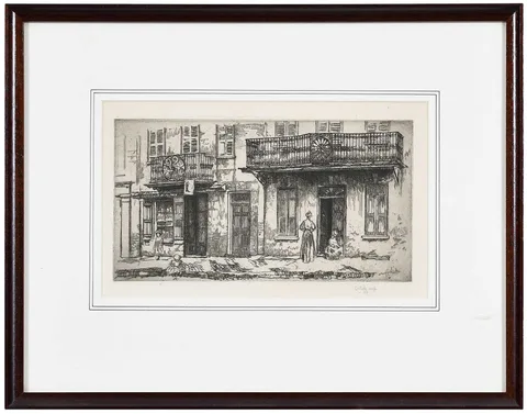 Charles Henry White, State Street Shops, circa 1959, etching