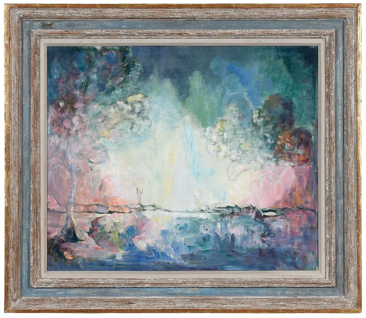 Once Upon a Time, Nov. 1962 by Augusta Berman, oil on Masonite, sold Jul 2023