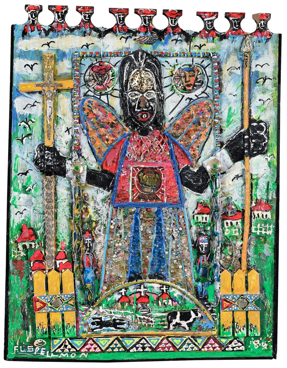 F.L. "Doc" Spellman, In Memory of Lincoln, 1990, mixed media collage