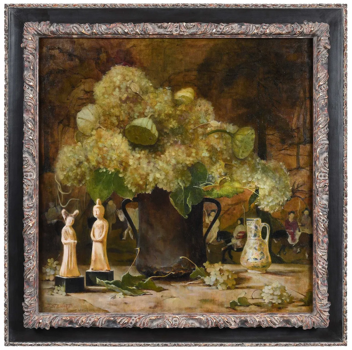 David Stewart, Green Hydrangeas with Lotus Pods, 2011, oil on canvas