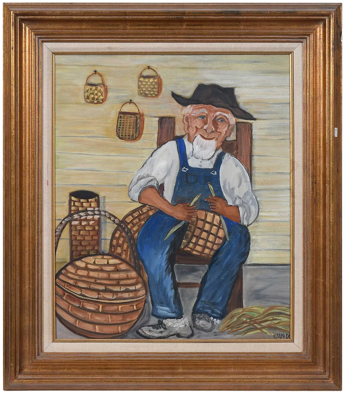 Emily Lunde, Basket Making, oil on canvas