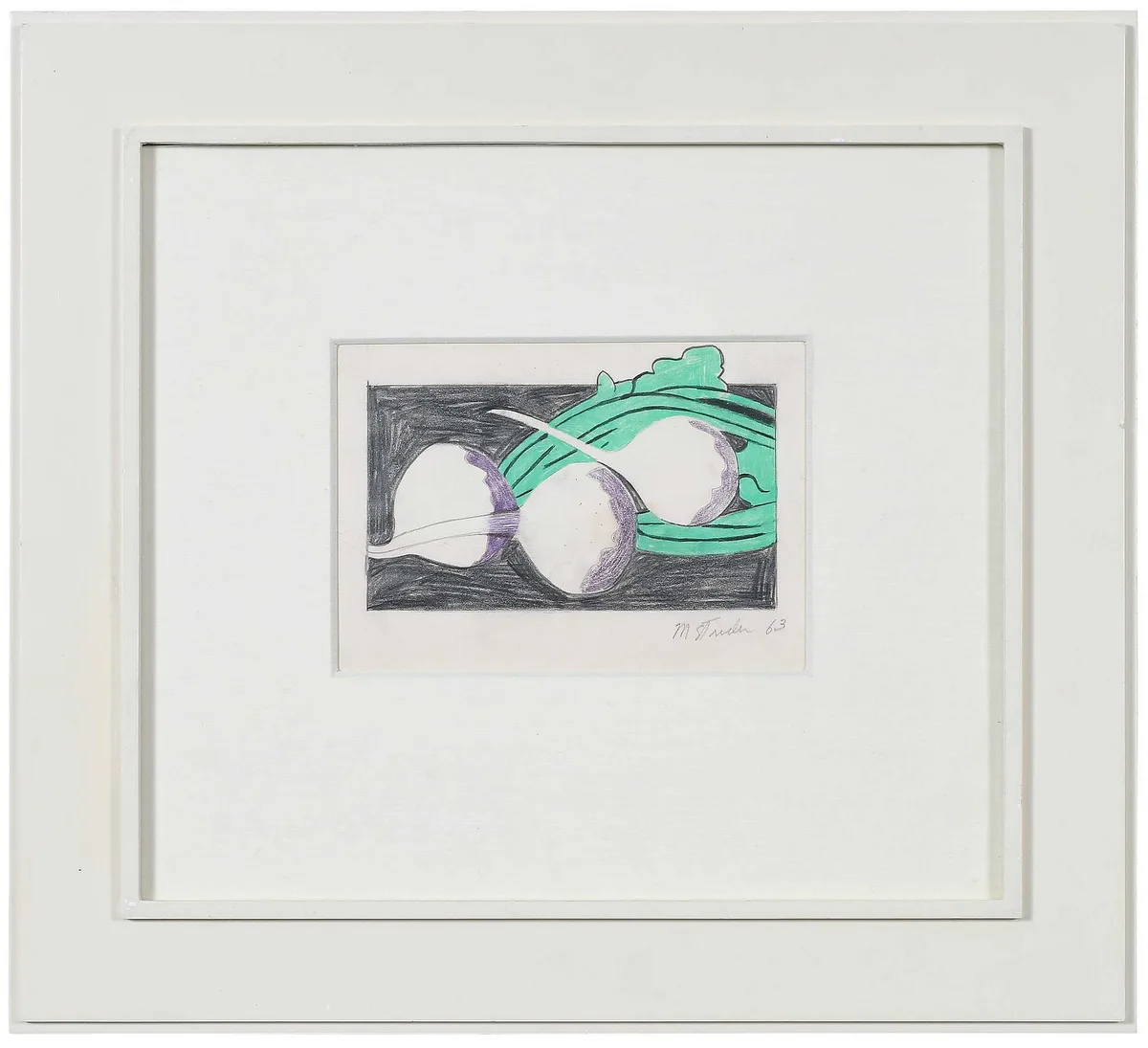 Marjorie Strider, Study for Turnips VI, 1963, crayon on paper