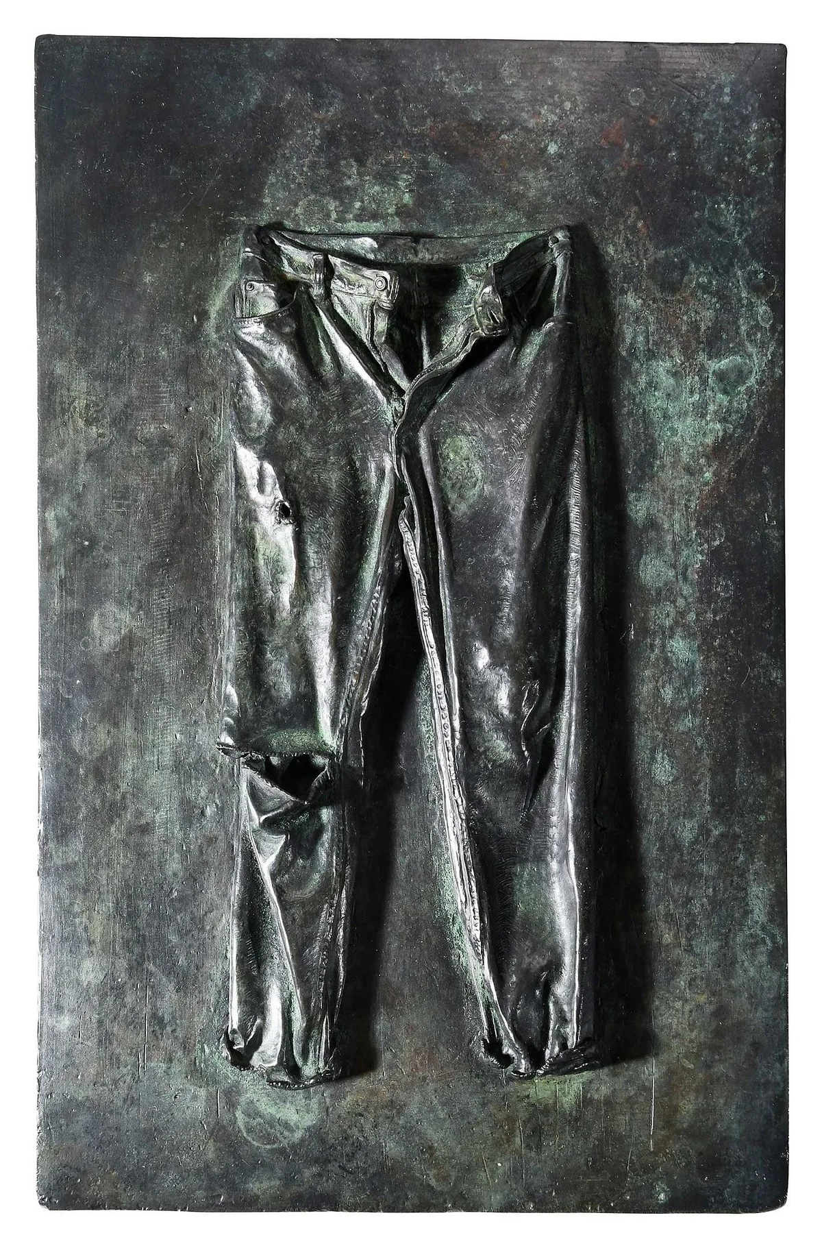 Rudolf Sotelo Lailson, Blue Jeans, 2000, patinated bronze relief plaque