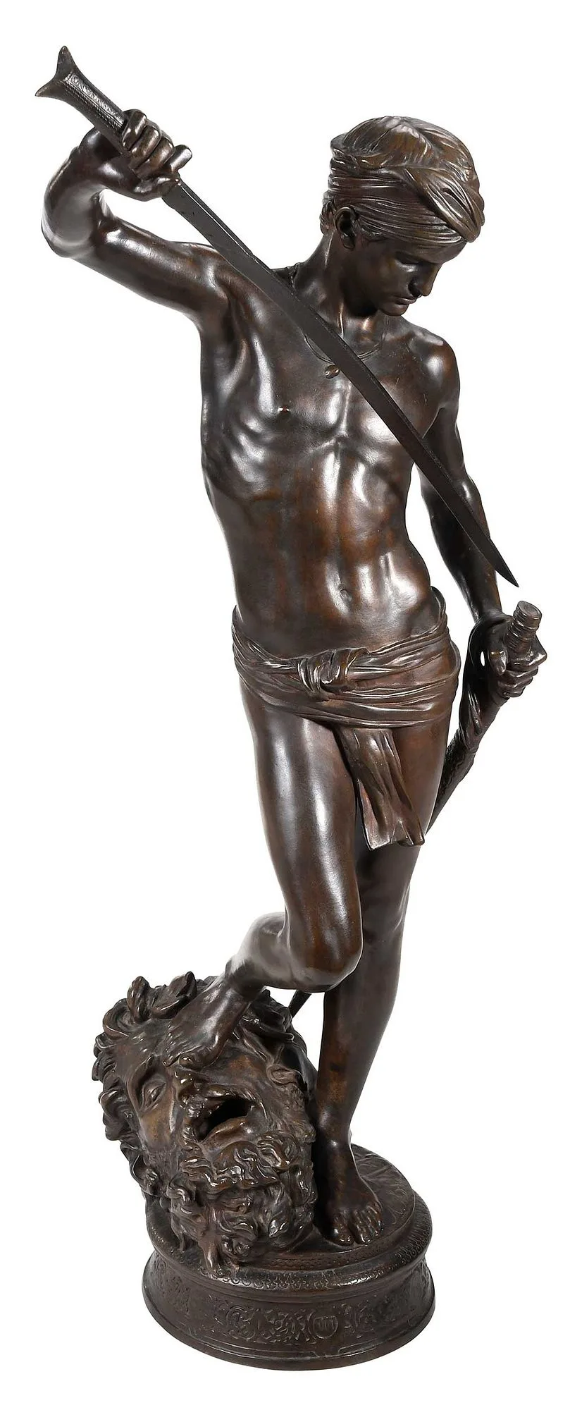 David Vainqueur by Antonin Mercié, patinated bronze, sold May 2023