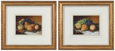 Alexander Stanesby, Pears and Grapes, a pair of still lifes, both signed lower right "A. Stanesby. 1875., watercolor with varnish on paper
