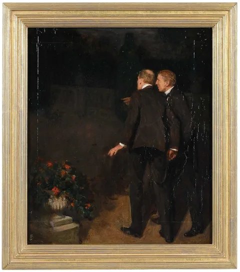 Solomon Joseph Solomon, Study of Two Men, oil on G. Rowney & Co. panel