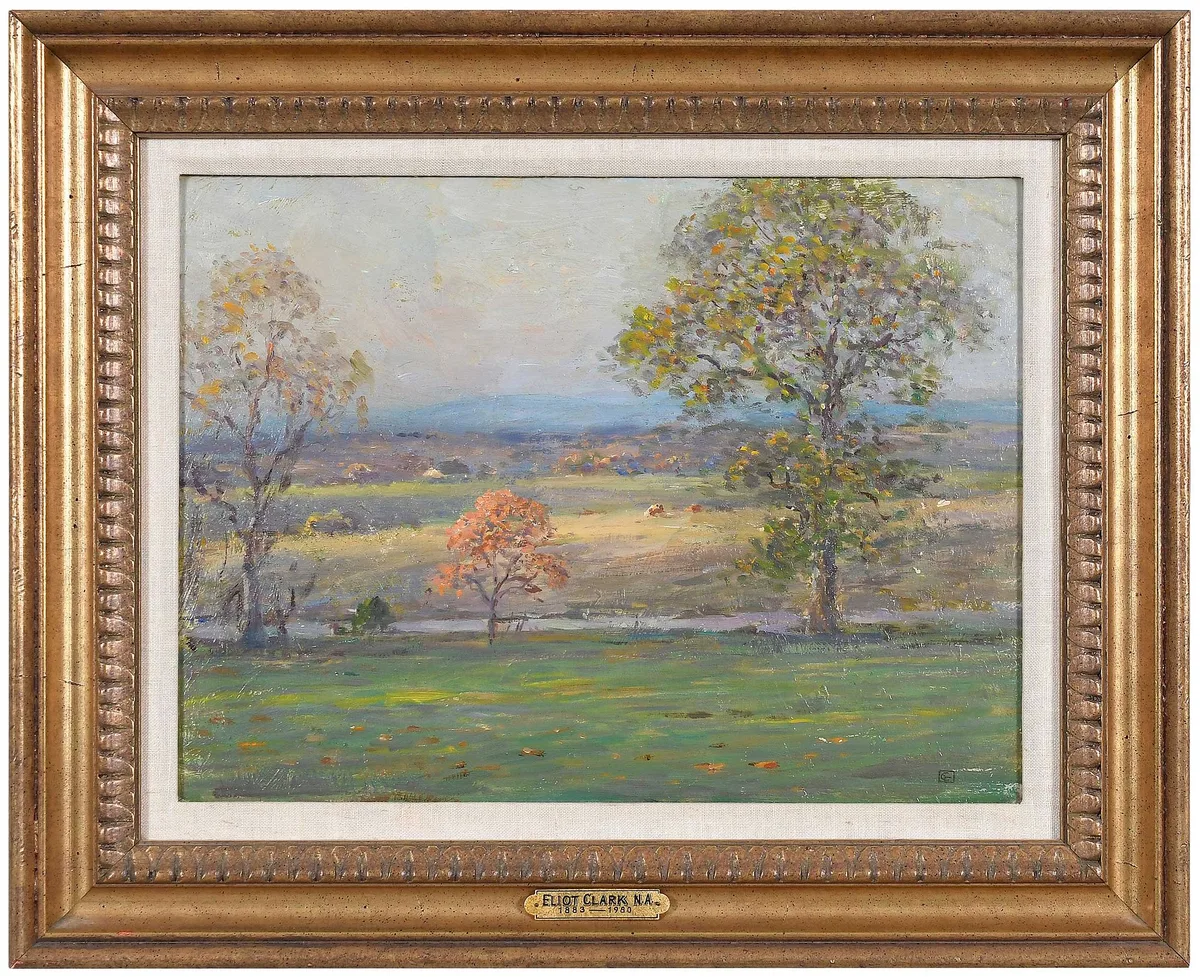 Elliot Candee Clark, Landscape at  Charlottesville, Virginia, oil on wood panel