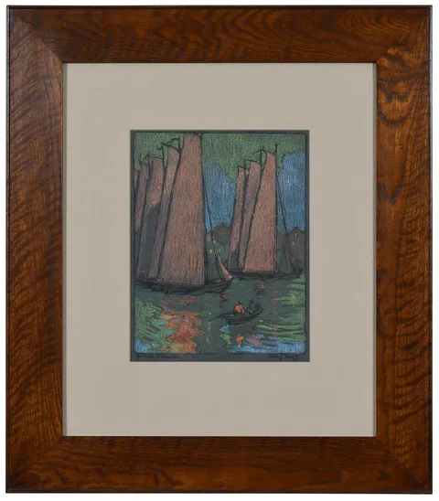 Pedro Joseph de Lemos, Boats of Vollendem, pastel on grey paper