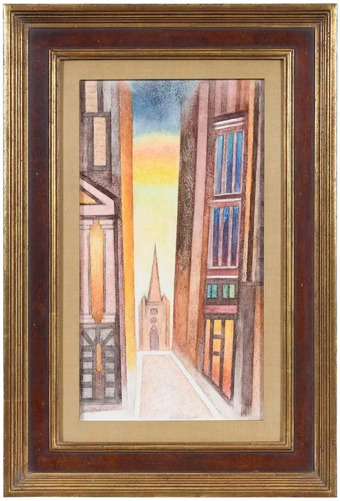 Howard Cook, Trinity Church, pastel  on paper