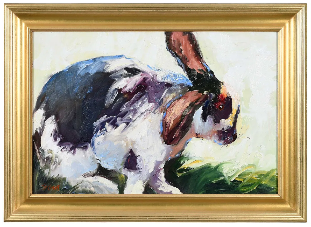 Peter Rabbit by Linda St. Clair, 2006, oil on board, sold May 2023