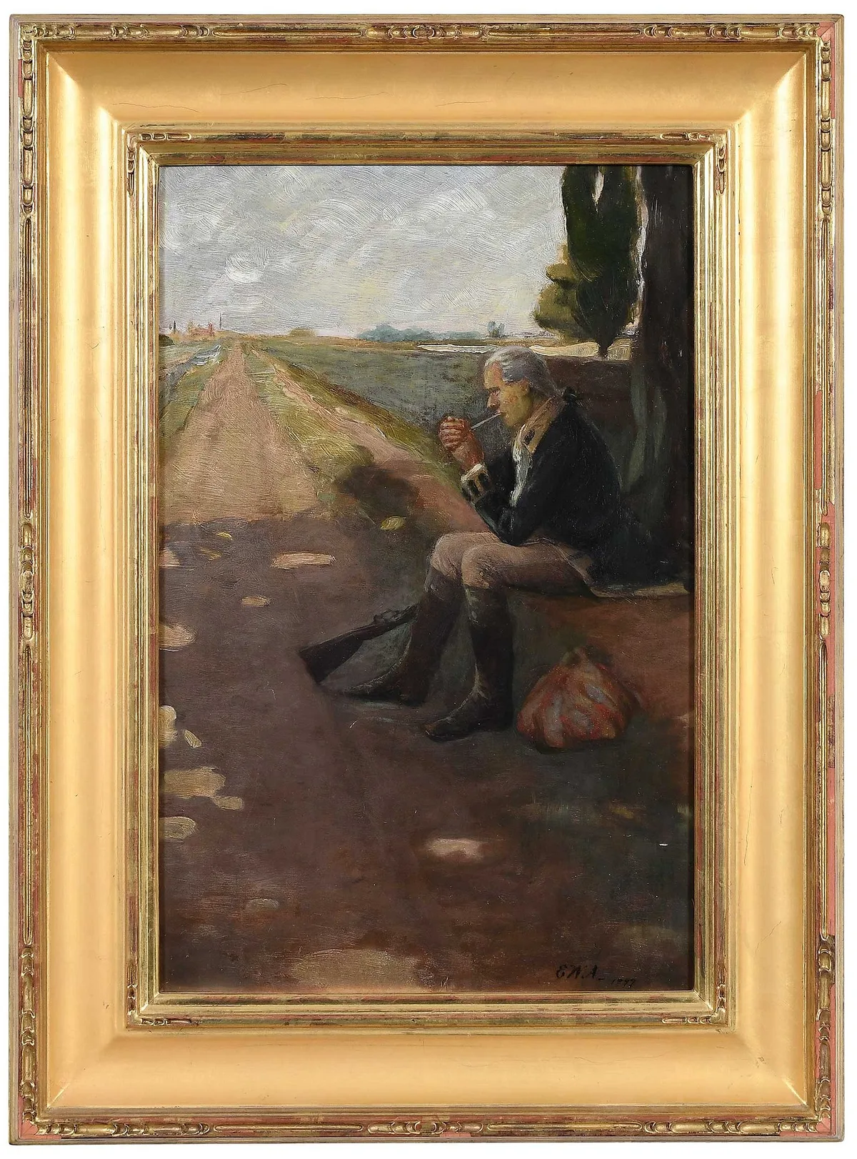 Ellen Wetherald Ahrens, Soldier on a Break, 1897, oil on panel