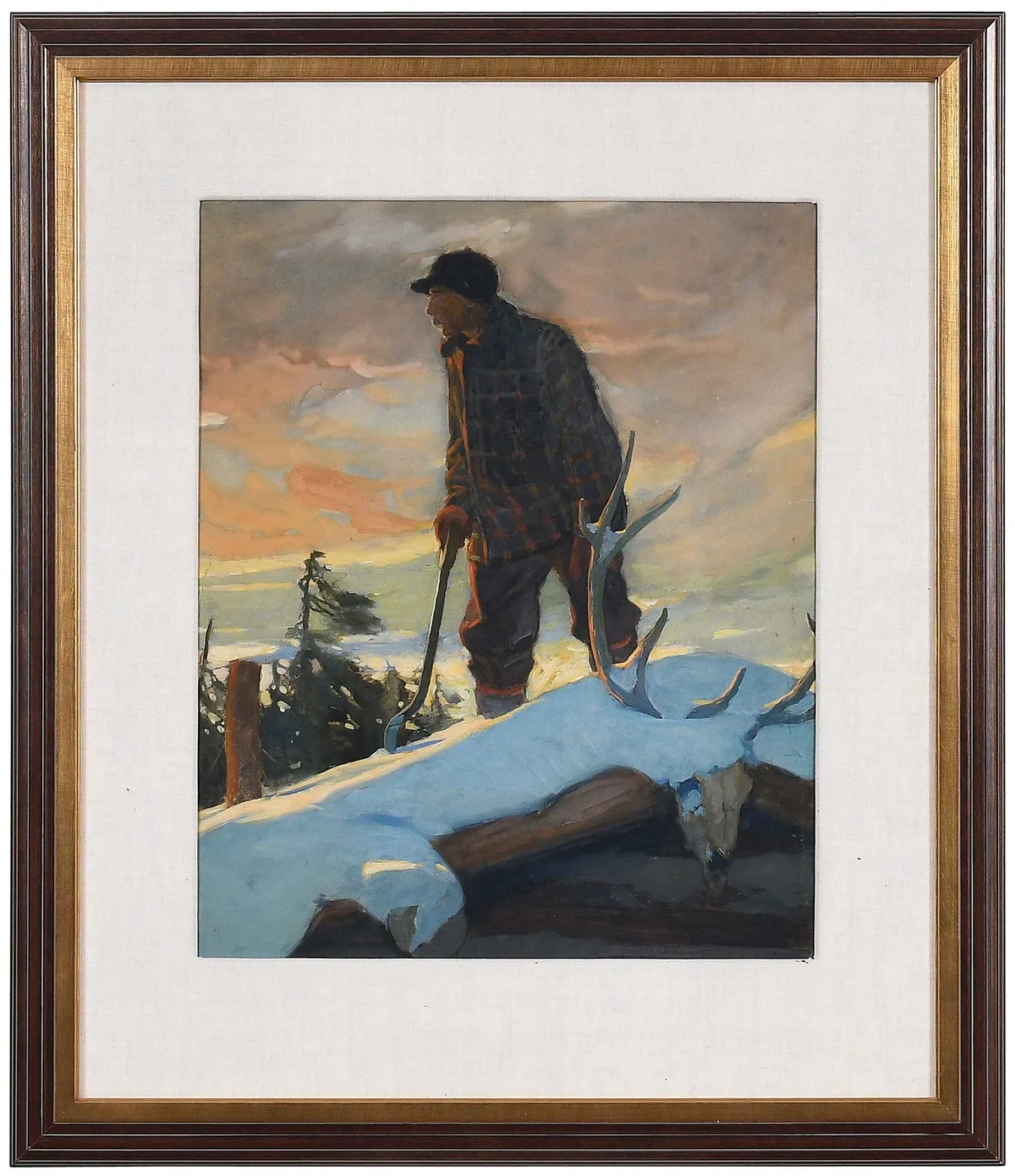 Hermann Carl Wall, Up On The Roof, circa 1910, gouache on paper
