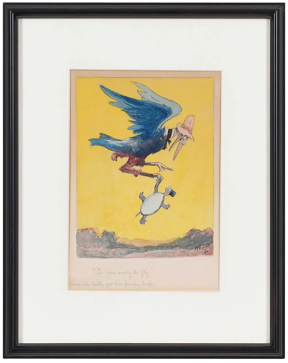 E. W. Kemble, Is yer ready ter fly? 1932, watercolor and ink on illustration board