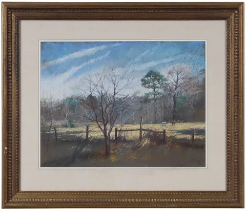 William McCullough, Horses in a Field, pastel on paper