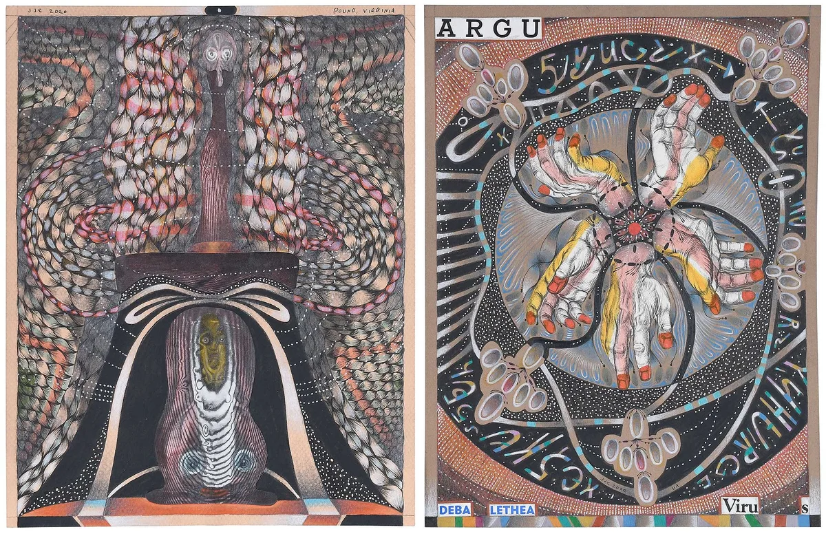 J. J. Cromer, Two Works: The Tree you Saw is Still Pointed North, mixed media collage on paper
