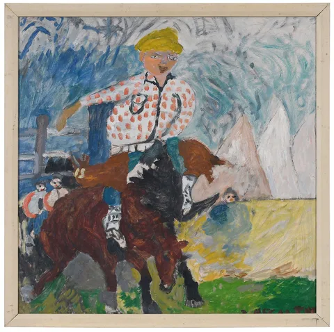Justin McCarthy, Untitled, Rodeo Rider, paint on Masonite